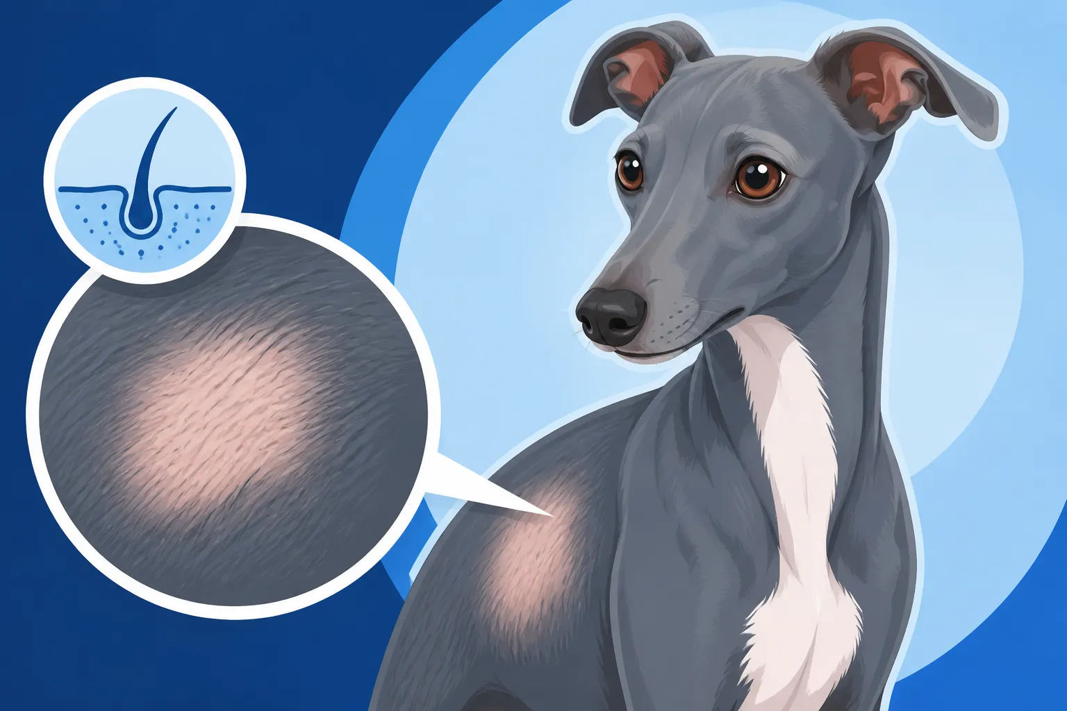Color Dilution Alopecia in a Blue Italian Greyhound