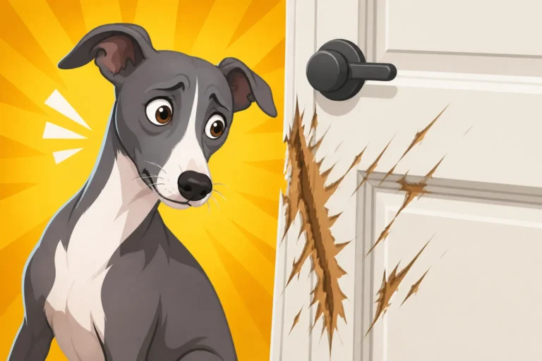 What an Anxious Italian Greyhound Does to a Door