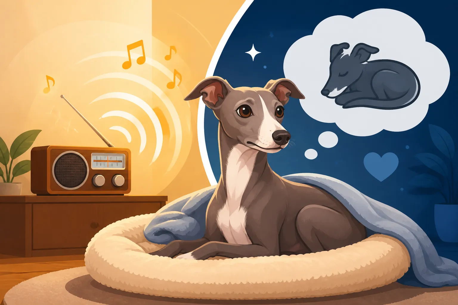 Whether Leaving the Radio On Helps an Italian Greyhound