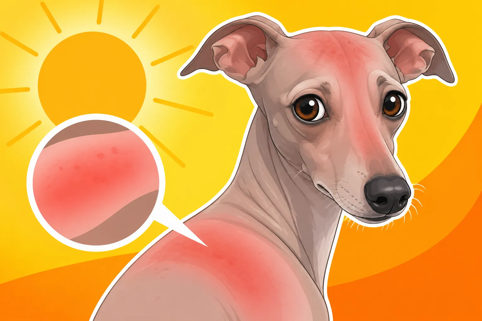 Sunburn on a Bald Italian Greyhound