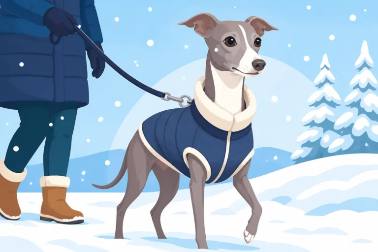 Walking an Italian Greyhound in Snow
